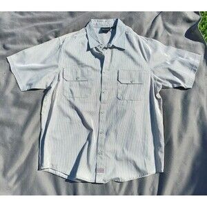 Dickies Gray White Ripstop Work Shirt Short Sleeve 3XL Button Up Dickies Shirt
